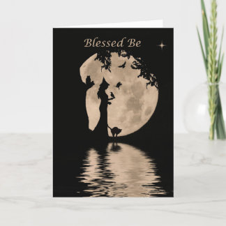 Wicca Happy Birthday with Witch and Animals Card