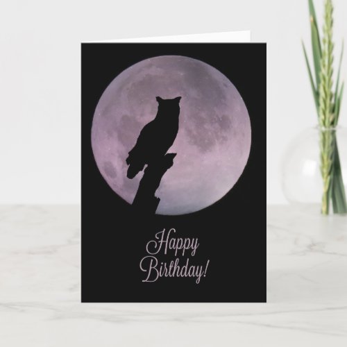 Wicca Inspired Happy Birthday with Owl And Moon Card