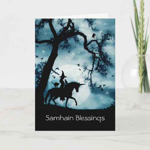 Wicca Inspired Samhain Blessings with Witch Unicor Card