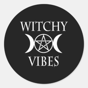 Wicca Pentacle Triple Moon Goddess Witchy S Classic Round Sticker