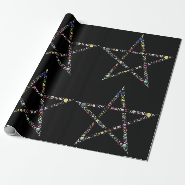 wicca pentagram wrapping paper (Unrolled)