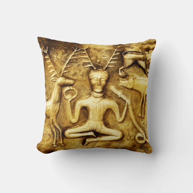 Wicca Rustica: Gundestrup Cauldron Cernunnos Throw Pillow (Front)