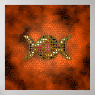 Wicca Triple Goddess Jewel Stained Glass Poster