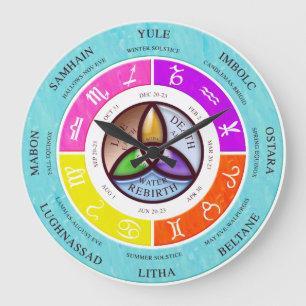 wicca wheel of the year clock full color wiccan