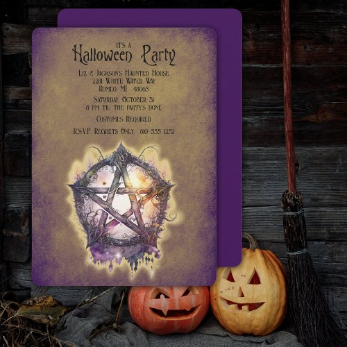 Wicca Witches Penatcle Halloween Party Invitation