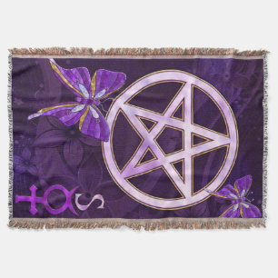 Wiccan Amethyst Jeweled Butterfly Art Throw Blanket