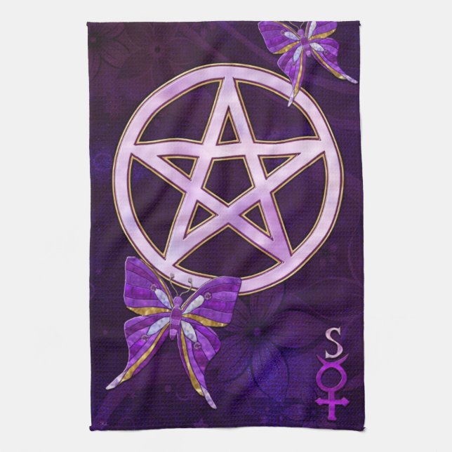 Wiccan Amethyst Jeweled Butterfly Art Towel (Vertical)