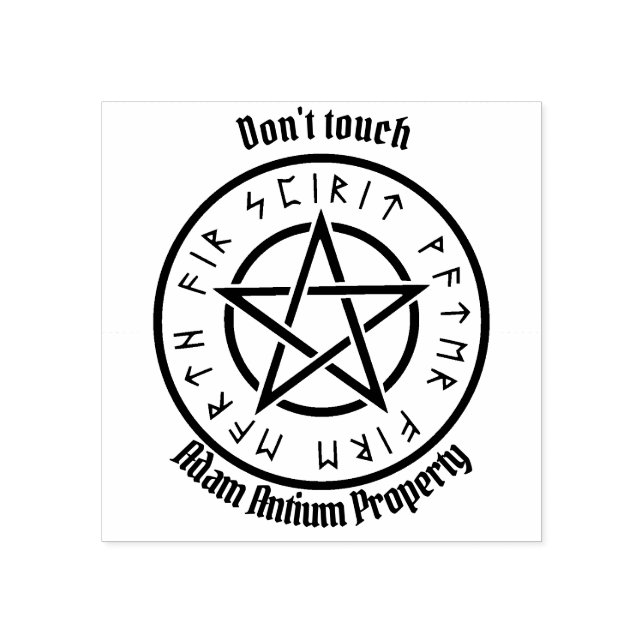 Wiccan Black pentagram Rubber Stamp (Imprint)