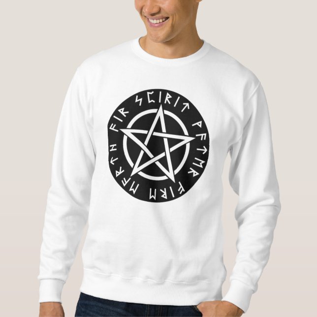 Wiccan Black Runic Pentagram Sweatshirt (Front)