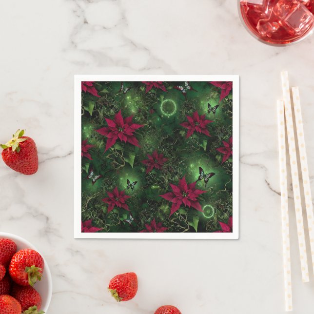 Wiccan Enchanted Forest Poinsettia Decoupage Napkins (Insitu)