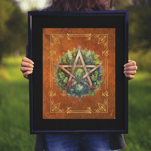 Wiccan Forest Pentagram Digital Art Poster