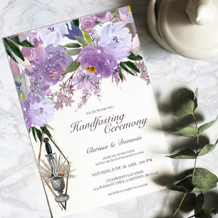 Wiccan Handfasting Chalice & Athame Purple Floral Invitation