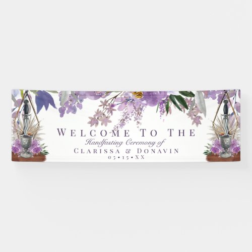 Wiccan Handfasting Rite of Union Purple Floral Banner