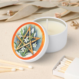 Wiccan Imbolc Sunshine Snowrops Pentacle Mini Candle Favors