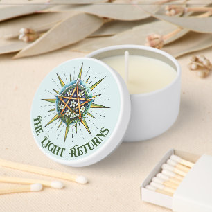Wiccan Imbolc Sunshine Snowrops Pentacle Mini Candle Favors