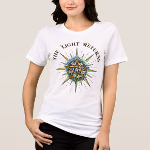 Wiccan Imbolc Sunshine Snowrops Pentacle Tri-Blend Shirt