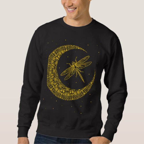 Wiccan Insect Pagan Dragonfly Occult Witch Crescen Sweatshirt