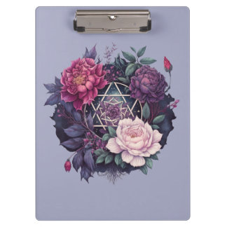 Wiccan Lavender Pyrenees Pentacle Pocket Folder Clipboard