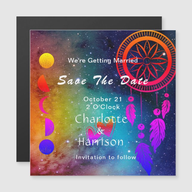 Wiccan Magic Unusual Wedding Save The Date Magnetic Invitation (Front/Back)