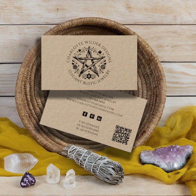 Wiccan Pagan Kraft Jewelry Designer QR Code  Business Card (Creator Uploaded)