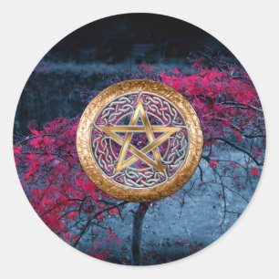 Wiccan Pagan Pentagram Alter Cloth Classic Round Sticker