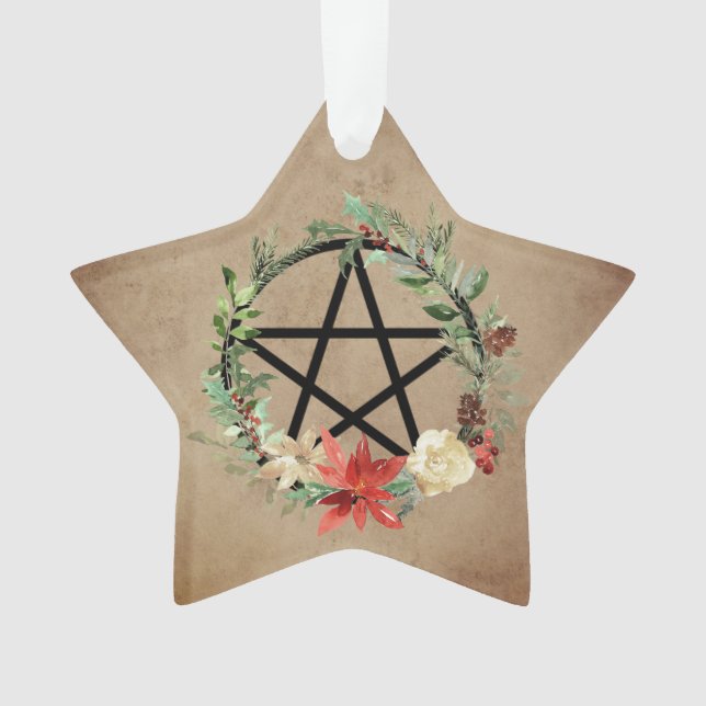 Wiccan Pagan Wreath Pentacle Ornament (Front)