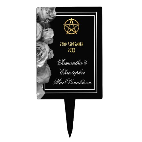 Wiccan pentacle black wedding cake topper