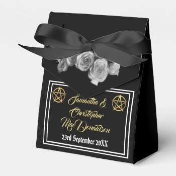 Wiccan Pentacle Black Wedding Favor Boxes by personalized_wedding at Zazzle