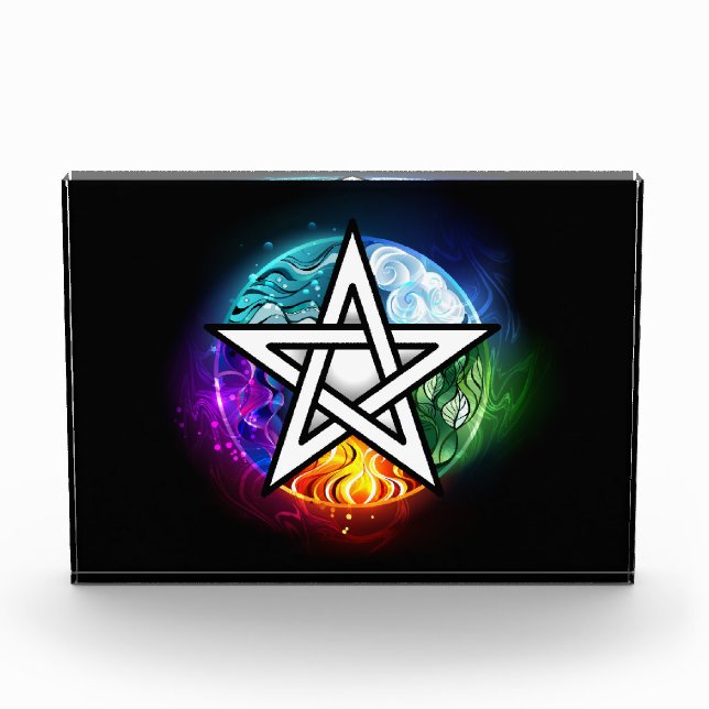 Wiccan pentagram acrylic award (Front)