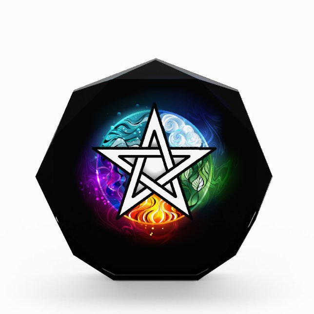 Wiccan pentagram acrylic award (Front)