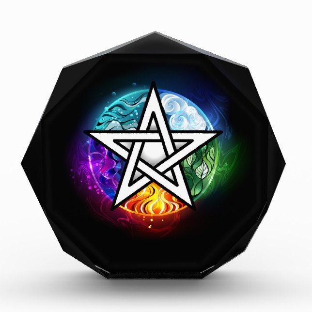 Wiccan pentagram acrylic award (Front)
