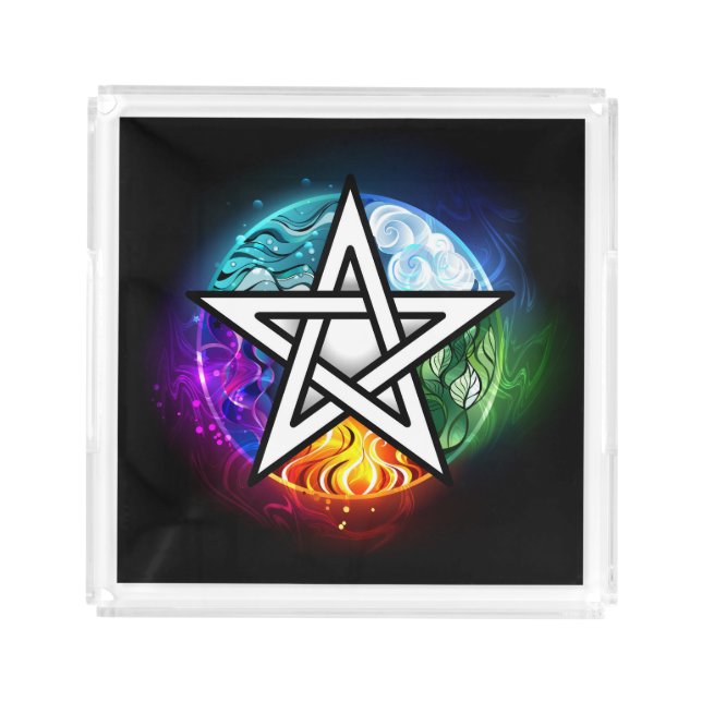 Wiccan pentagram acrylic tray (Front)