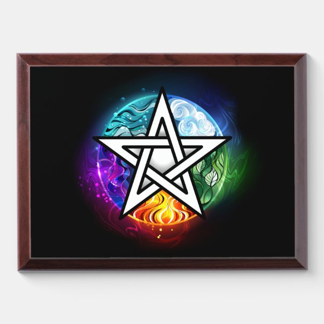 Wiccan pentagram award plaque (Horizontal)