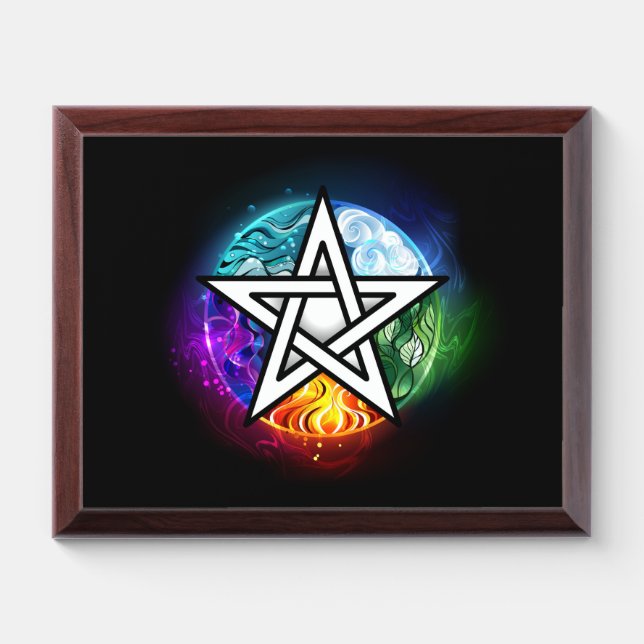 Wiccan pentagram award plaque (Horizontal)