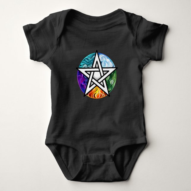 Wiccan pentagram baby bodysuit (Front)