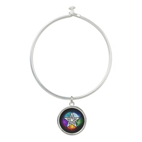 Wiccan pentagram bangle bracelet