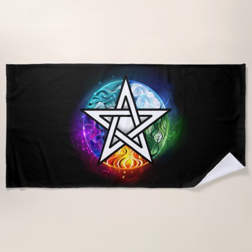 Wiccan pentagram beach towel