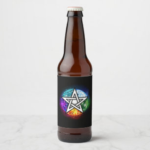 Wiccan pentagram beer bottle label