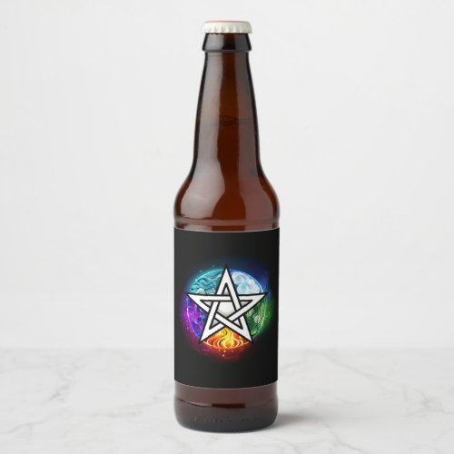 Wiccan pentagram beer bottle label
