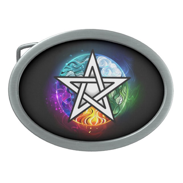Wiccan pentagram belt buckle (Front)