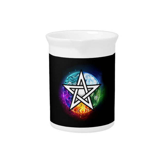Wiccan pentagram beverage pitcher (Front)