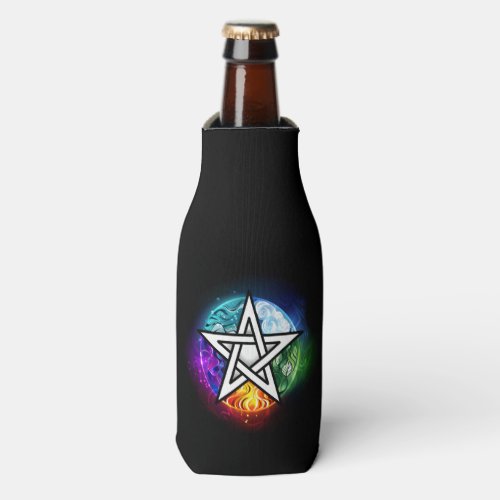 Wiccan pentagram bottle cooler