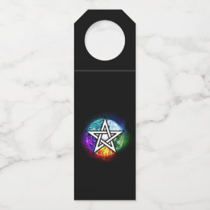Wiccan pentagram bottle hanger tag