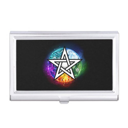 Wiccan pentagram business card case