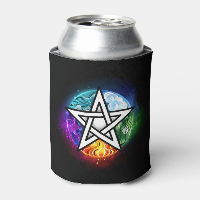 Wiccan pentagram can cooler (Can Front)
