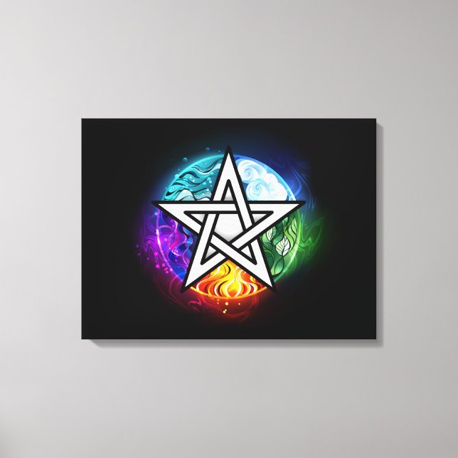 Wiccan pentagram canvas print (Front)