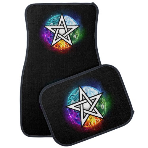 Wiccan pentagram car floor mat