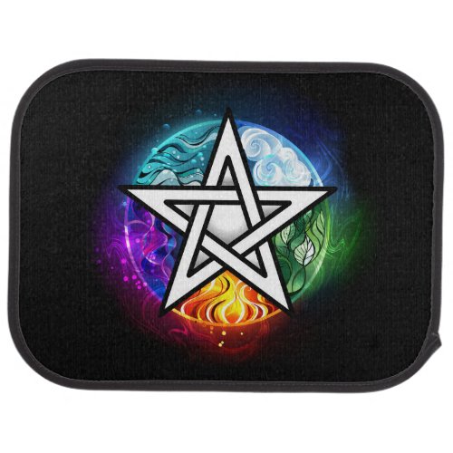 Wiccan pentagram car floor mat