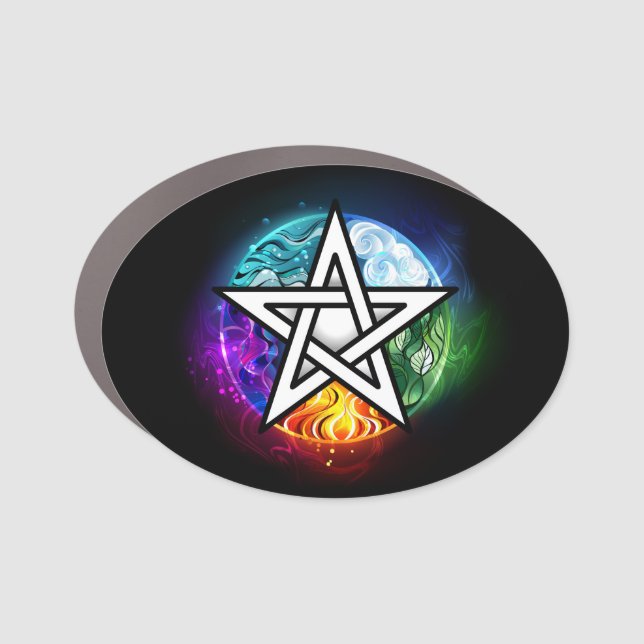Wiccan pentagram car magnet (Front)