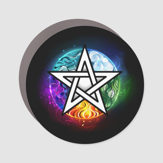 Wiccan pentagram car magnet (Front)
